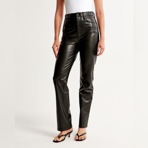 Abercrombie & Fitch Petite 90s Straight Ultra High Rise Vegan Leather Pants